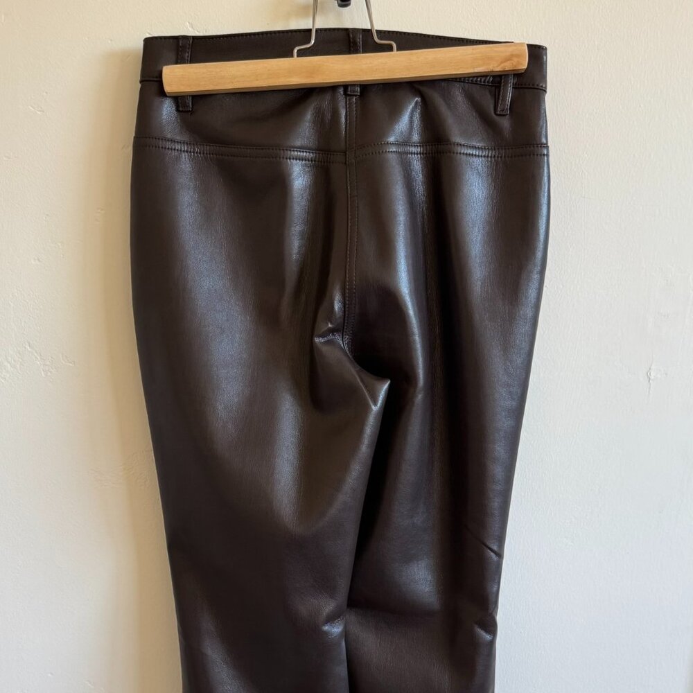 Wilfred by Aritzia Faux Leather Pants | Flare Leg | Brown | Size 2 - Picture 3 of 4